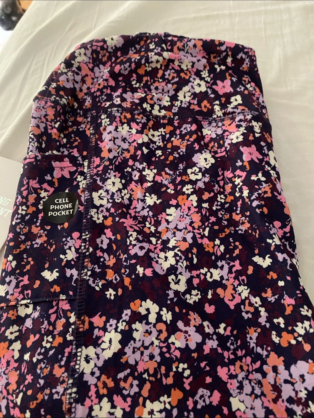 Floral Print Workout Leggings - Purple Pink Orange